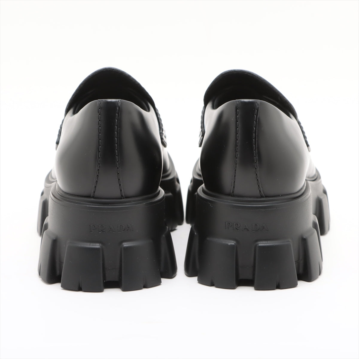Prada Leather Loafer 6 Men's Black 2DE129 Triangle logo Monolith