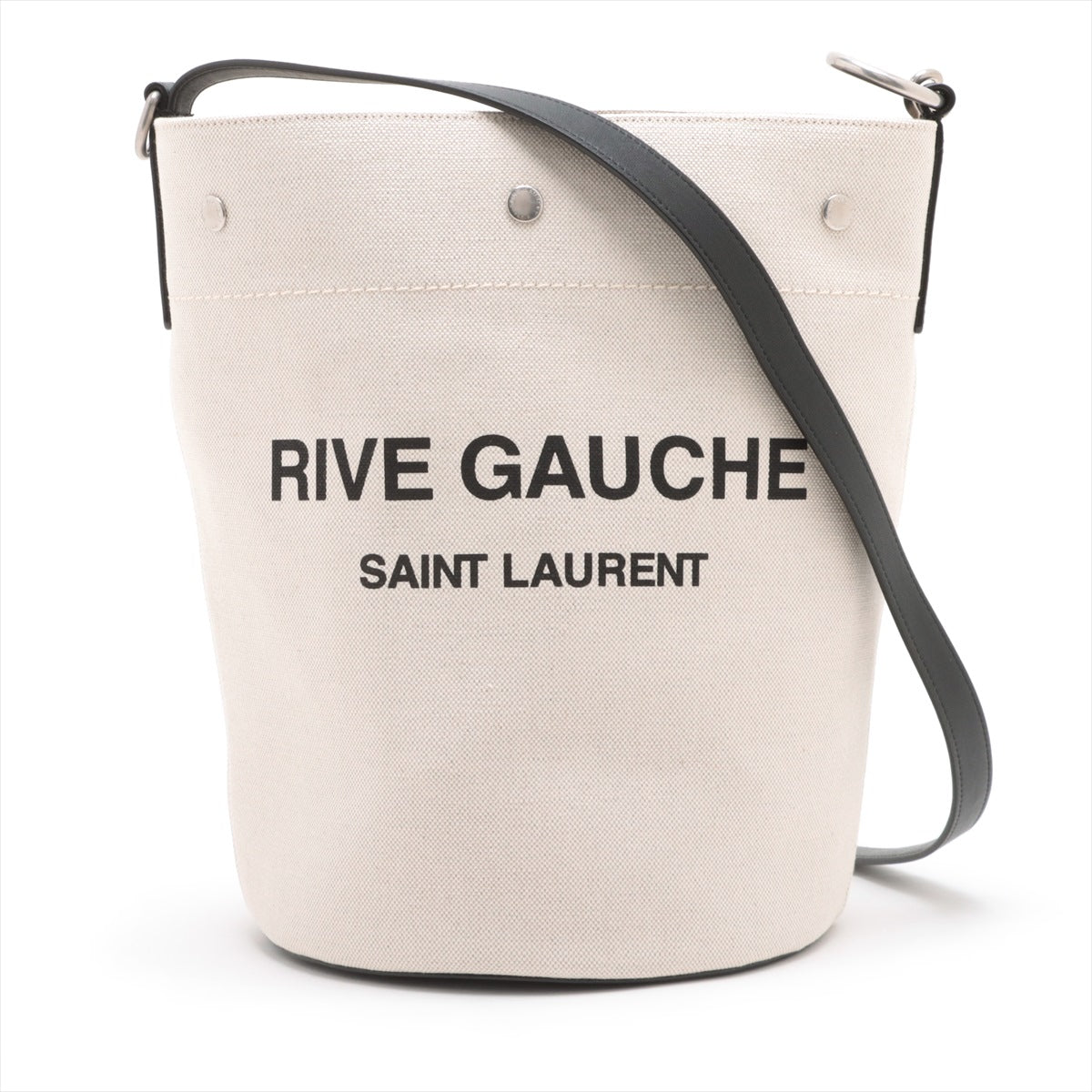 Saint Laurent Paris Rive Gauche Canvas & leather Shoulder bag Black x Natural