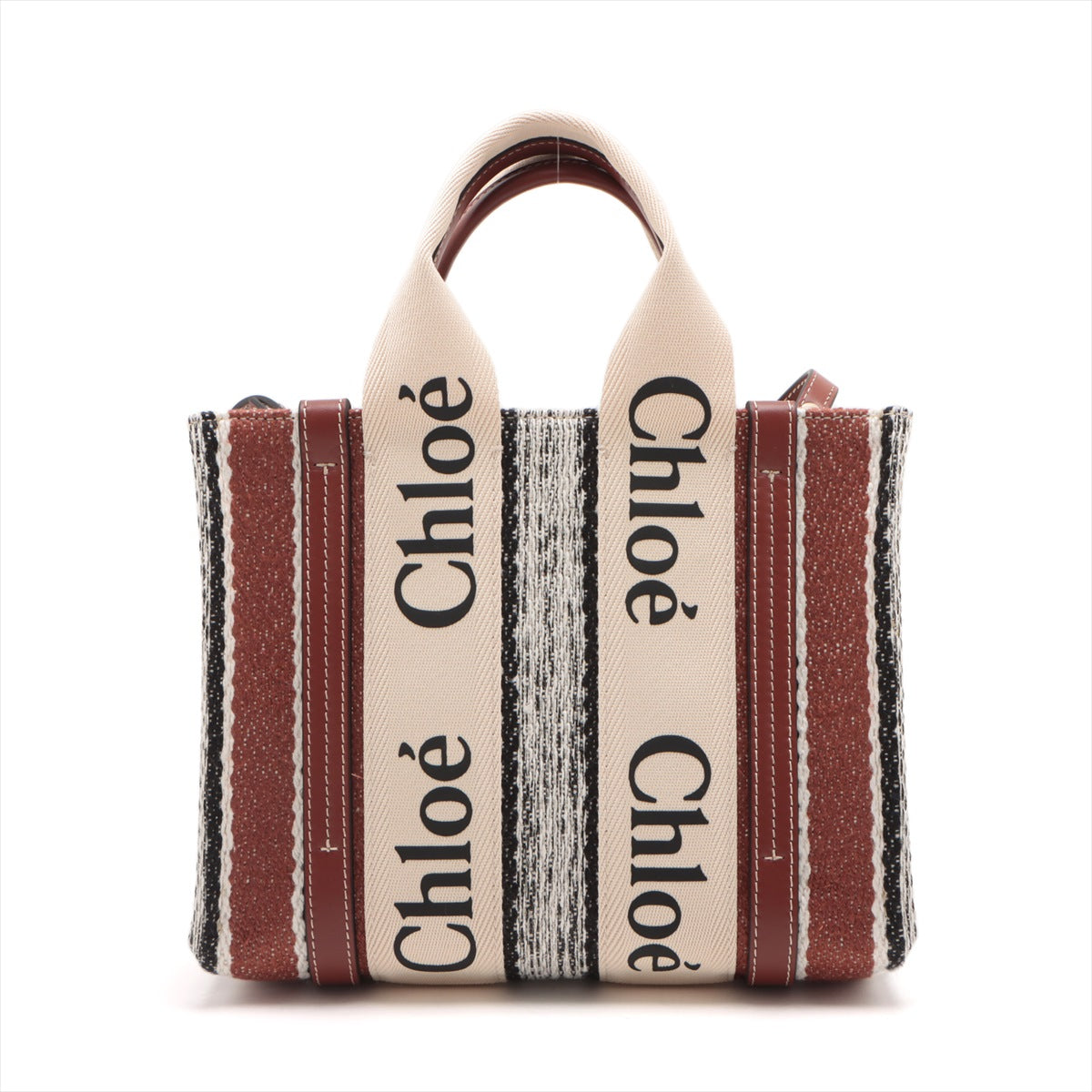 Chloe woody small Canvas & leather 2way handbag Brown