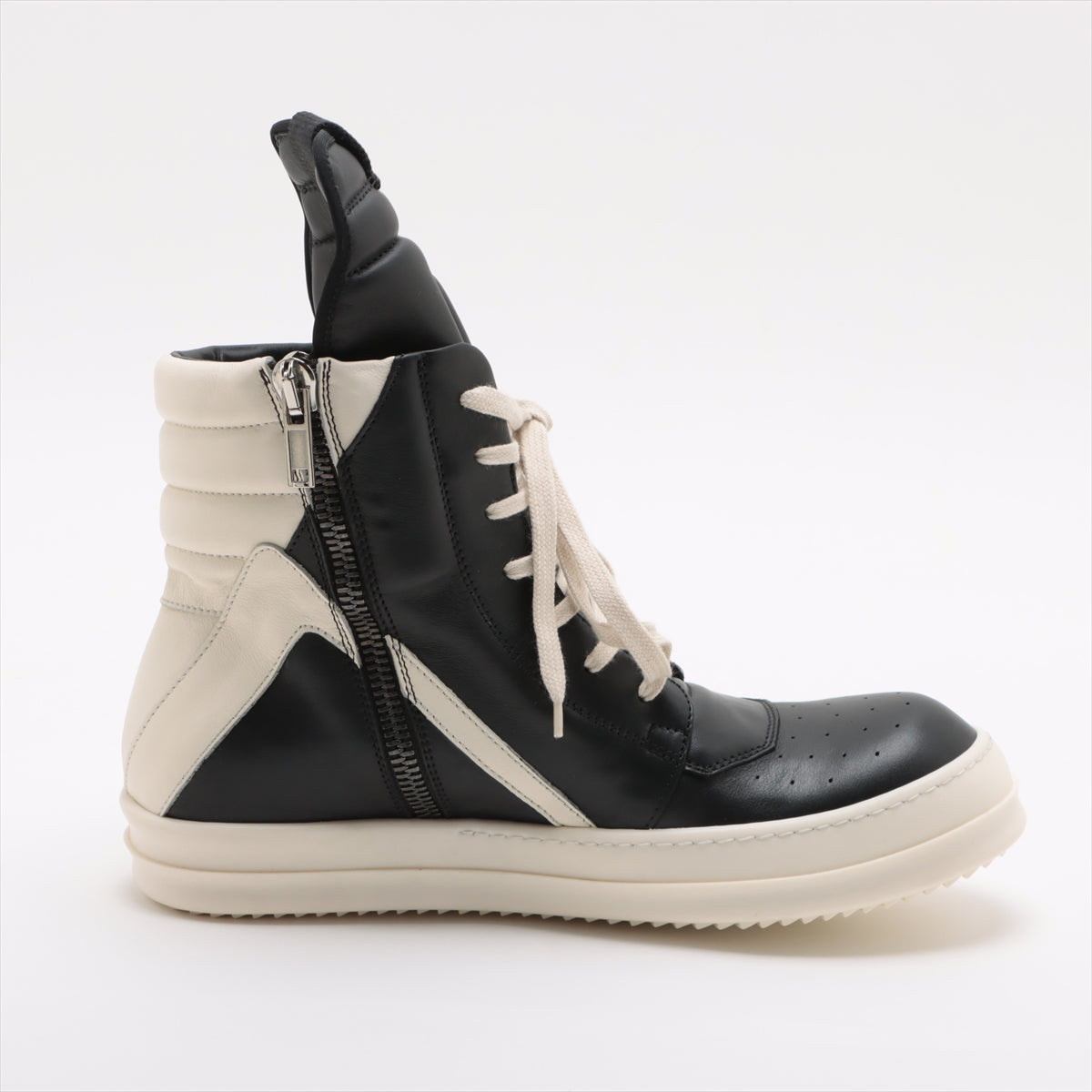 Rick Owens Geobasket Leather High-top Sneakers 43 Men's Black × White 3621 Is there a replacement string