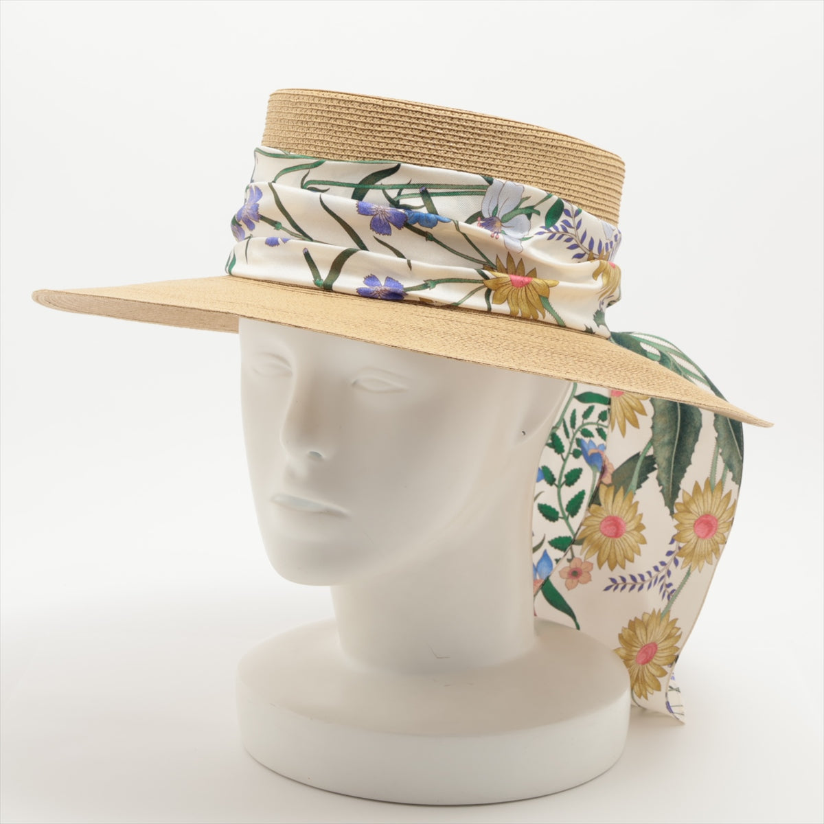 Gucci Flower Hat M/57 Other Natural 454667 pulp Cancan hat  Straw hat Scarf