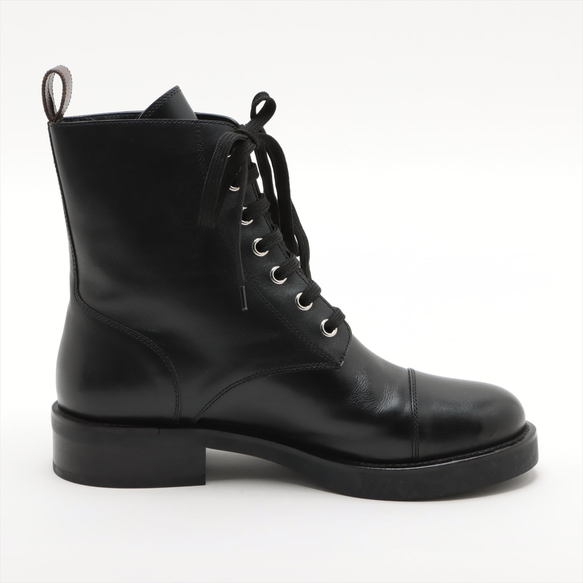 Louis Vuitton black heart line 18 years Leather Short Boots 37 Ladies' Black NL0168 Logo Patches