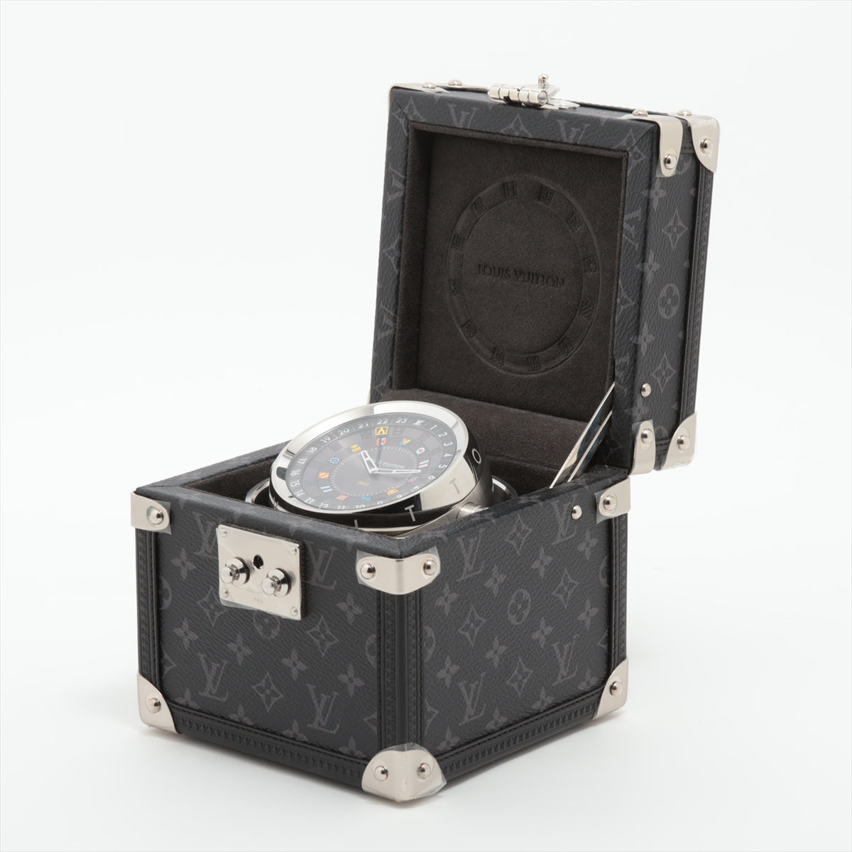 Louis Vuitton Tambour  Dual thyme Table clocks Q1Q030 SS QZ Gray-Face