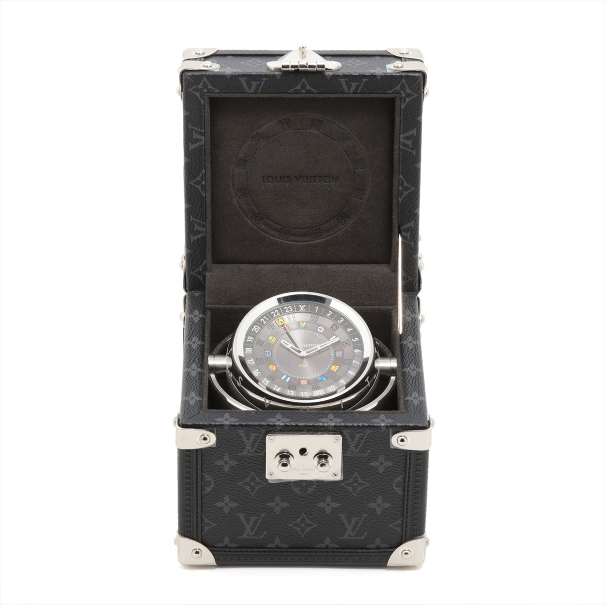 Louis Vuitton Tambour  Dual thyme Table clocks Q1Q030 SS QZ Gray-Face