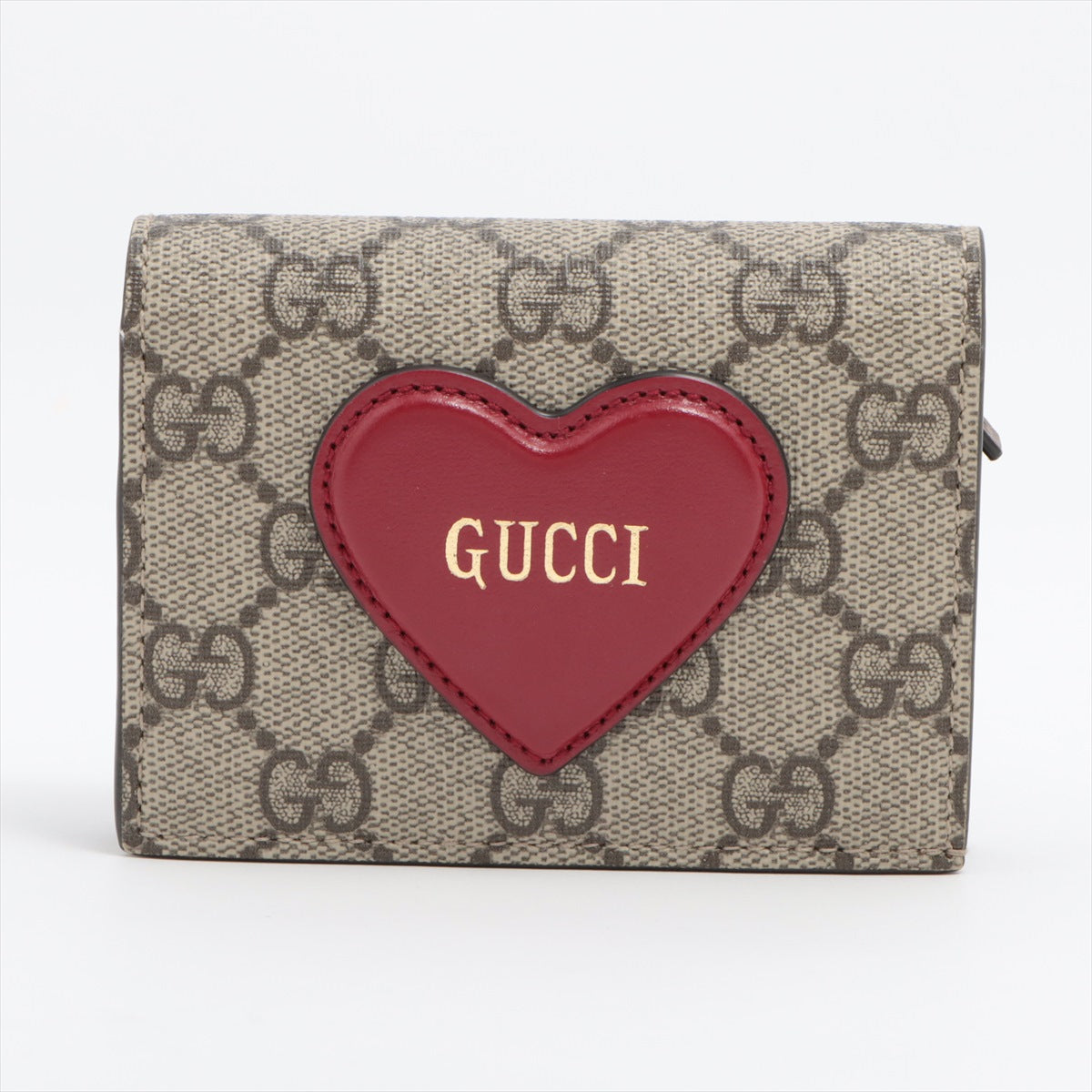 Gucci GG Supreme 648848 PVC & leather Compact Wallet Beige