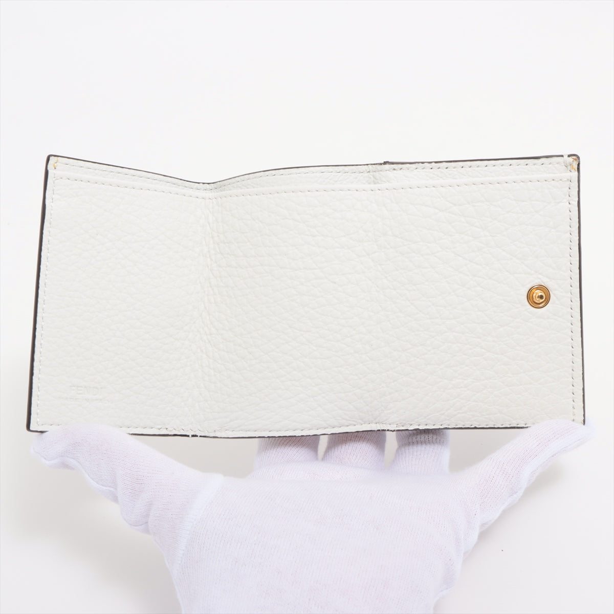 FENDI × FILA 8M0395 Leather Compact Wallet White