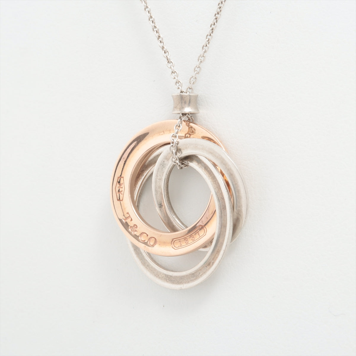 TIFFANY 18K White Rose Gold Diamond Double Interlocking Circles Pendant  Necklace 1206322 | FASHIONPHILE