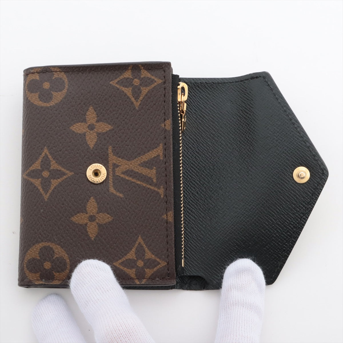 Louis Vuitton Monogram Giant Reverse Portefeuille Zoé M80725 Black × Brown Compact Wallet Responsive RFID