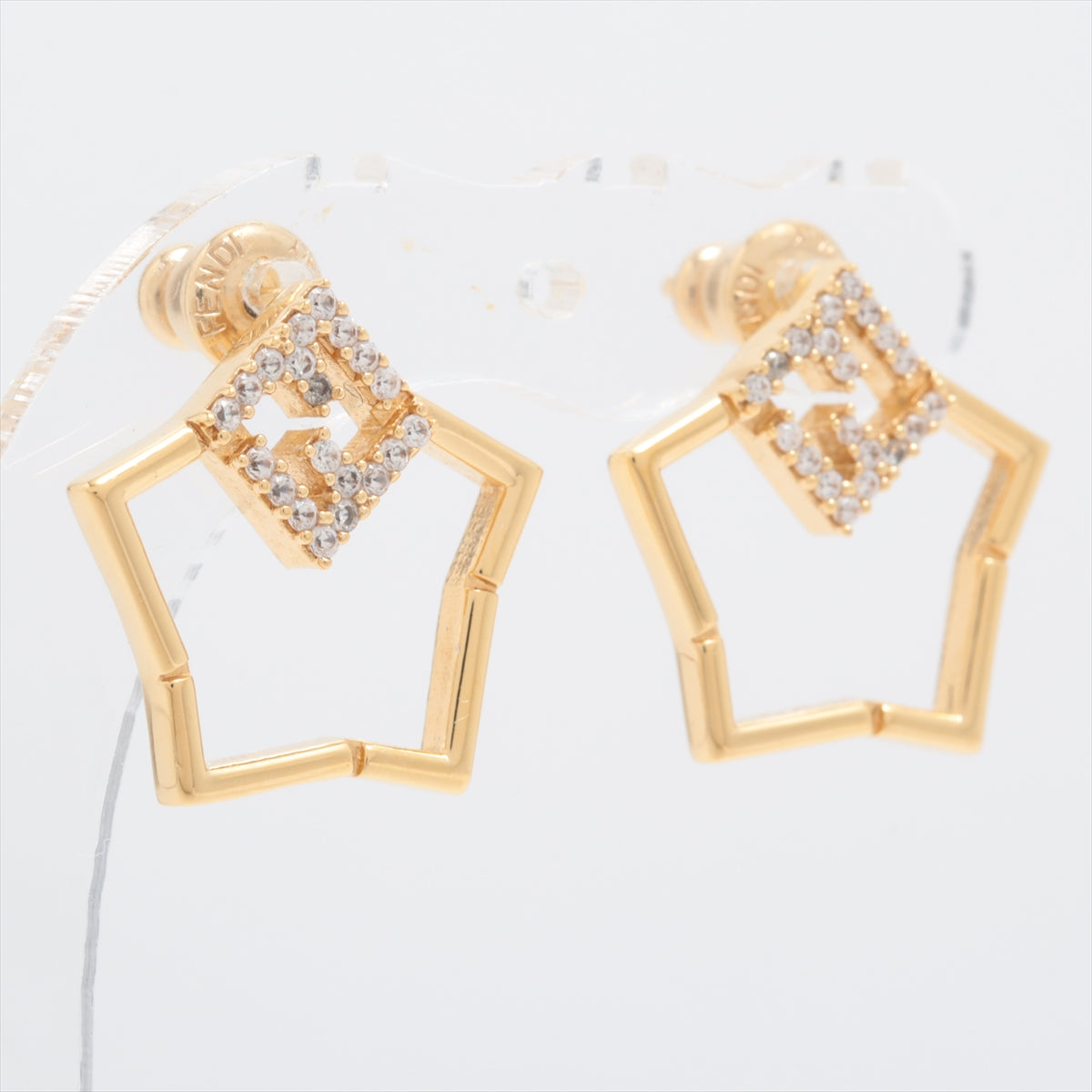 Fendi FF logo Piercing jewelry (for both ears) GP×inestone Gold