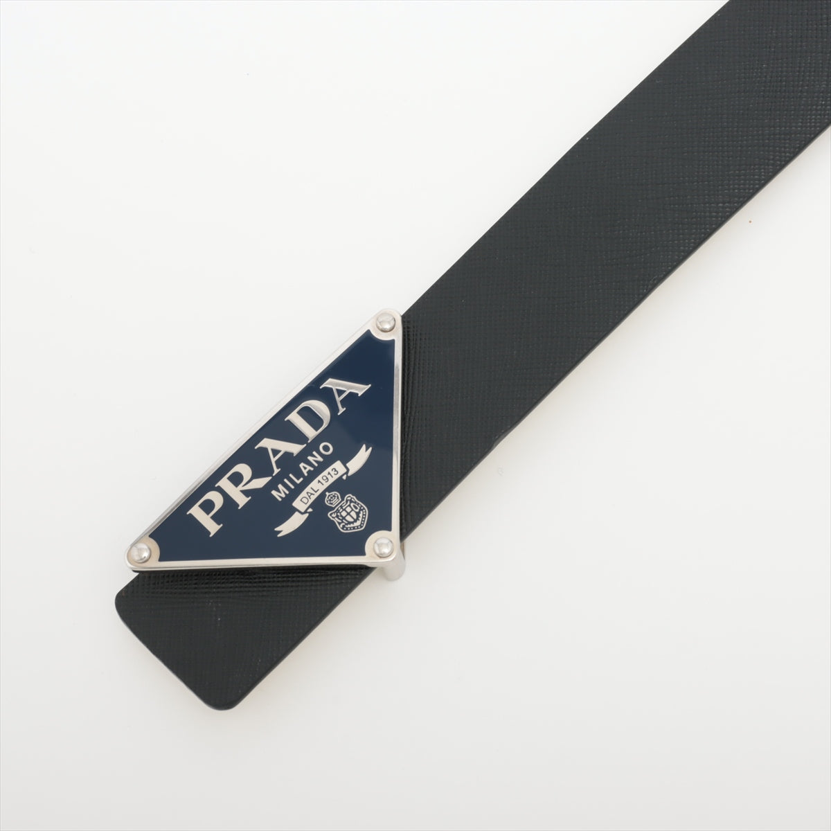 Prada Triangle logo Belt 90/36 Leather Black × White Reversible