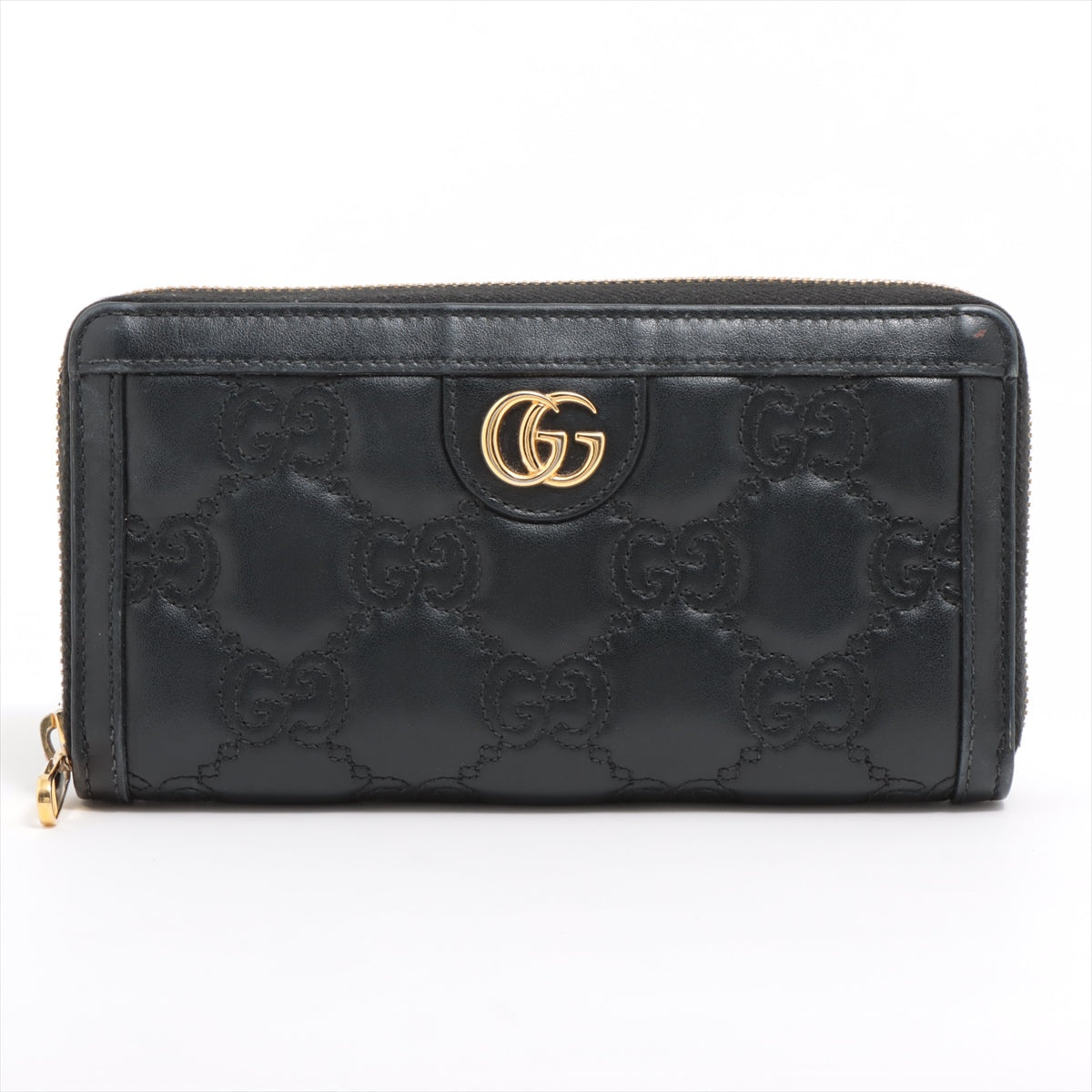 Gucci GG Matrasse 723784 Leather Round-Zip-Wallet Black