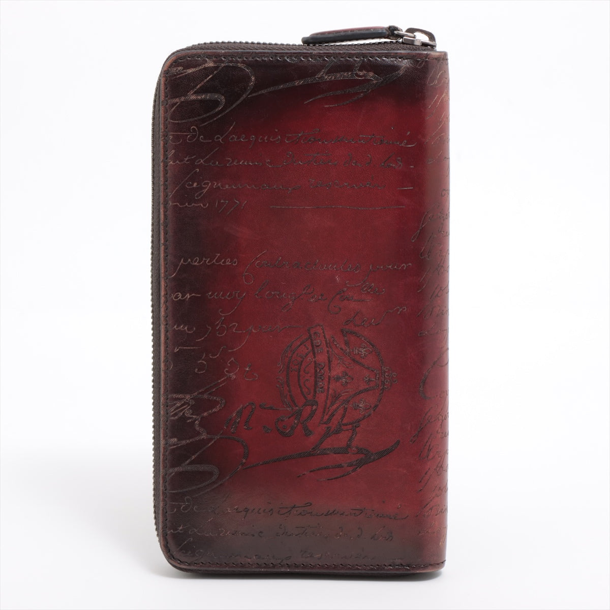 Berluti Calligraphy Leather Round-Zip-Wallet Brown