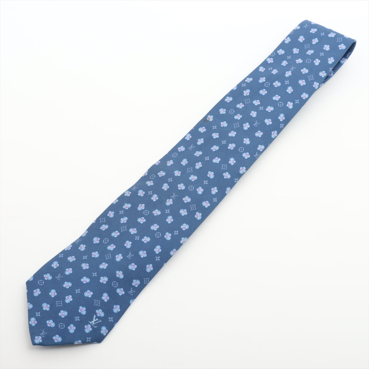 Louis Vuitton MR5202 Necktie Silk Blue Cravat Vivienne Swing