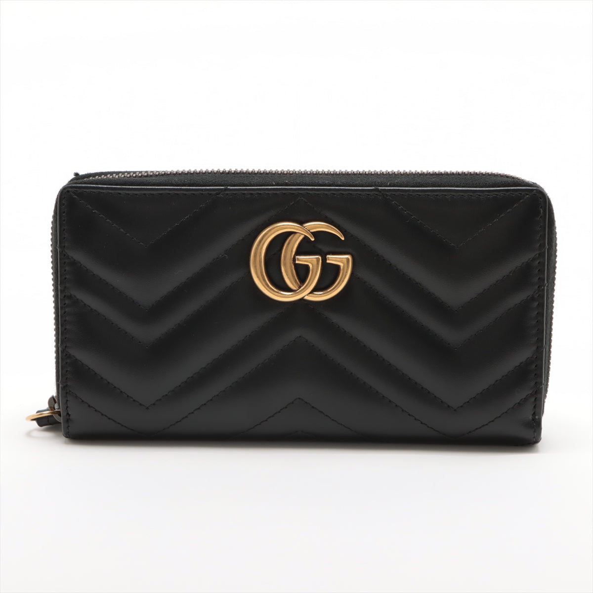 Gucci GG Marmont 443123 Leather Round-Zip-Wallet Black