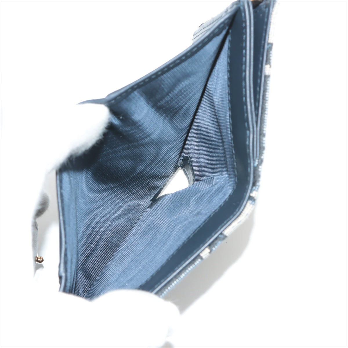 DIOR Oblique Saddle Canvas & leather Compact Wallet Navy blue
