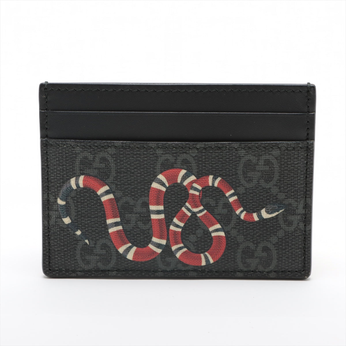 Gucci GG Supreme 451277 PVC & leather Card case Black