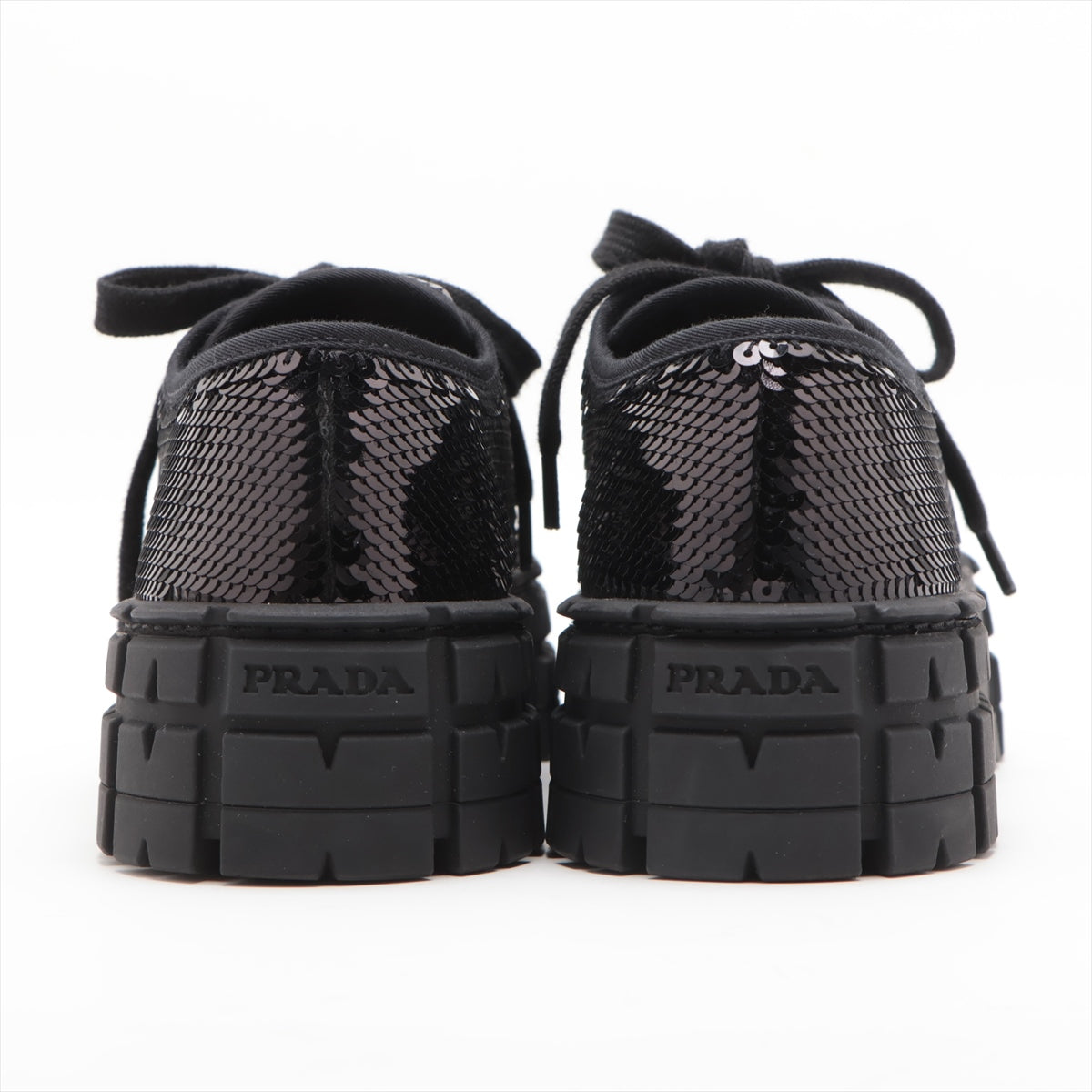 Prada Triangle logo Sequins Sneakers 37 Ladies' Black 787