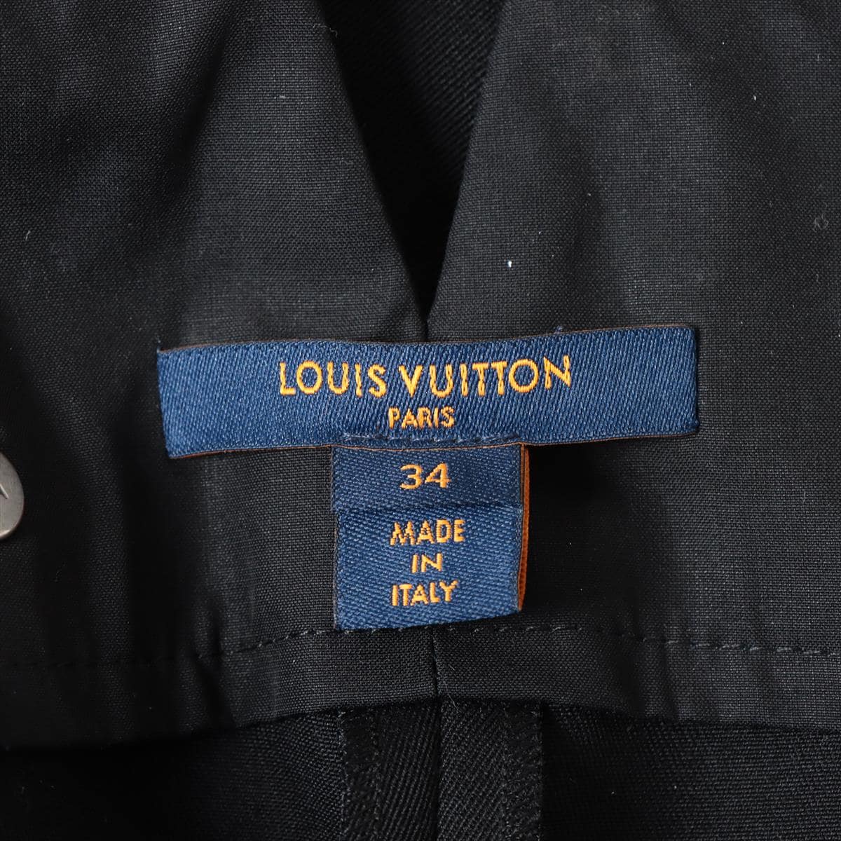 Louis Vuitton 21AW wool x rayon Slacks 34 Black  tuxedo cigarette pants leather strap RW212B 1A9B48