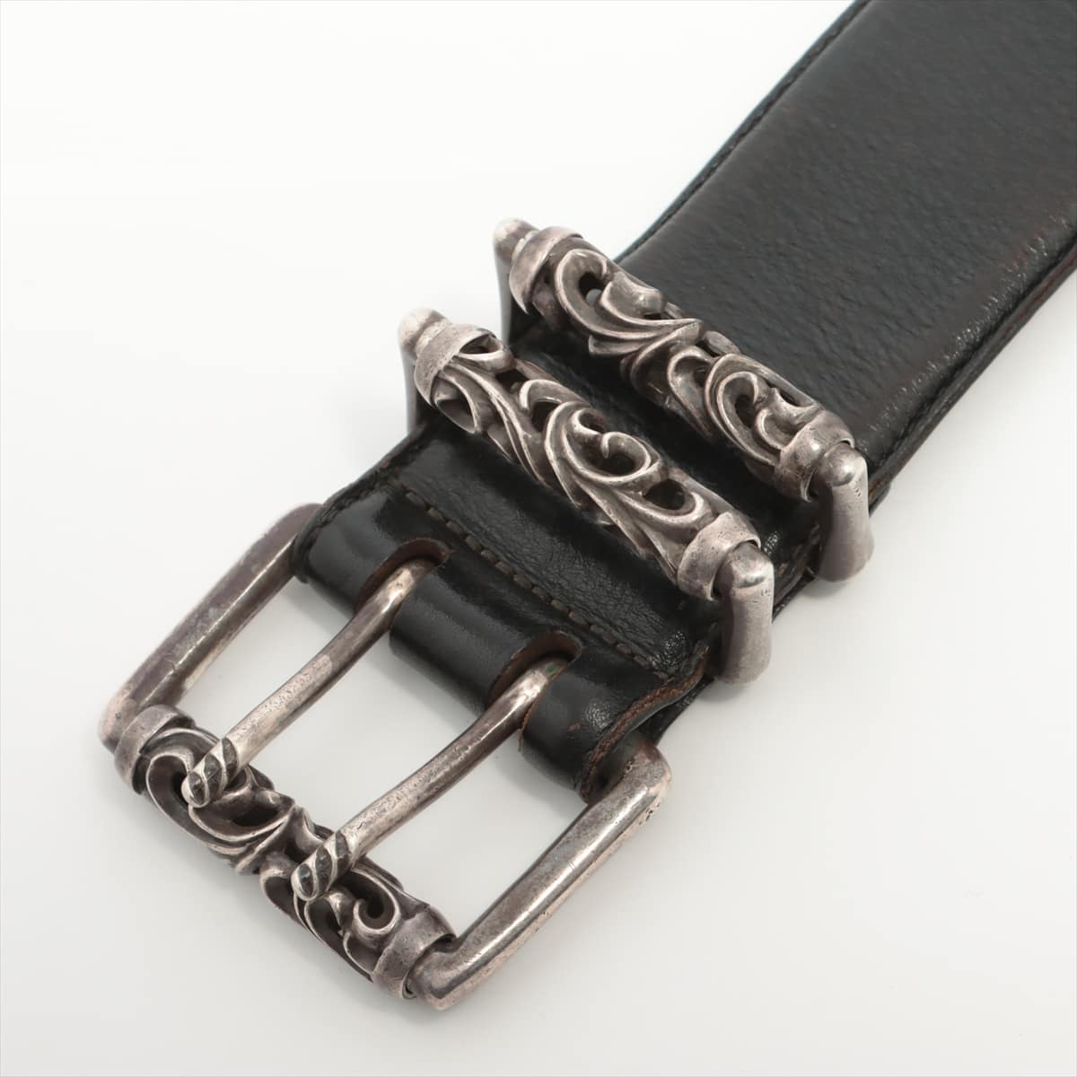 Chrome Hearts double pin scroll Belt Leather & 925 34