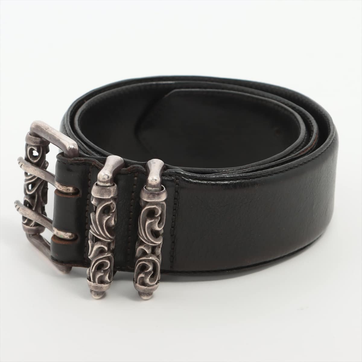 Chrome Hearts double pin scroll Belt Leather & 925 34