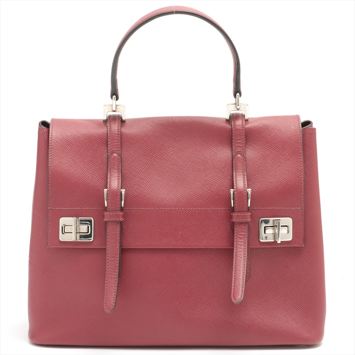 Prada Saffiano Cuir Hand bag Red BN2789
