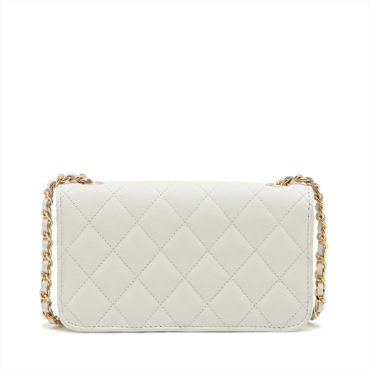 Chanel Matelasse Caviarskin Chain wallet cruises Collection White Gold Metal fittings