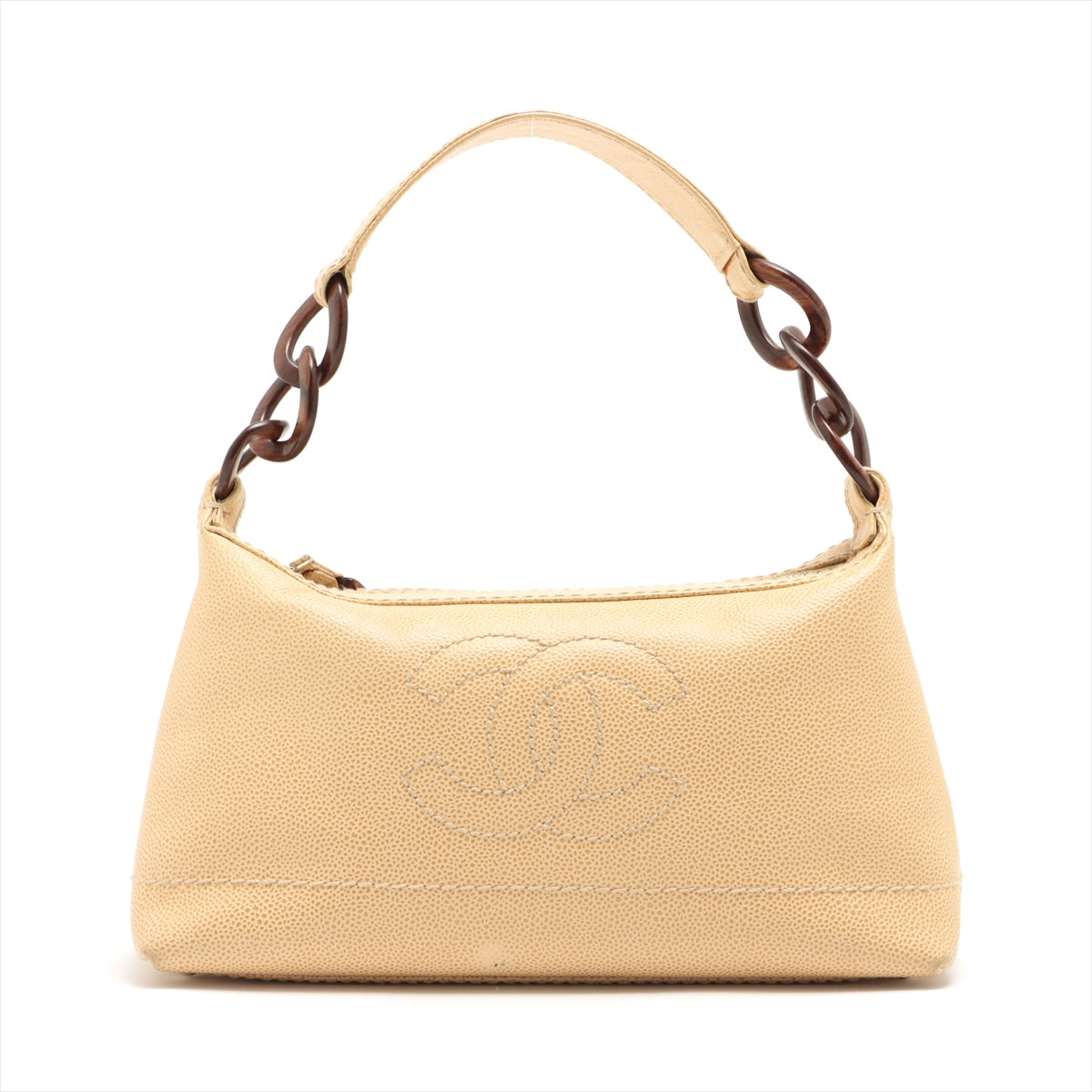 Chanel Coco Mark Caviarskin One shoulder bag Beige Gold Metal fittings 7XXXXXX