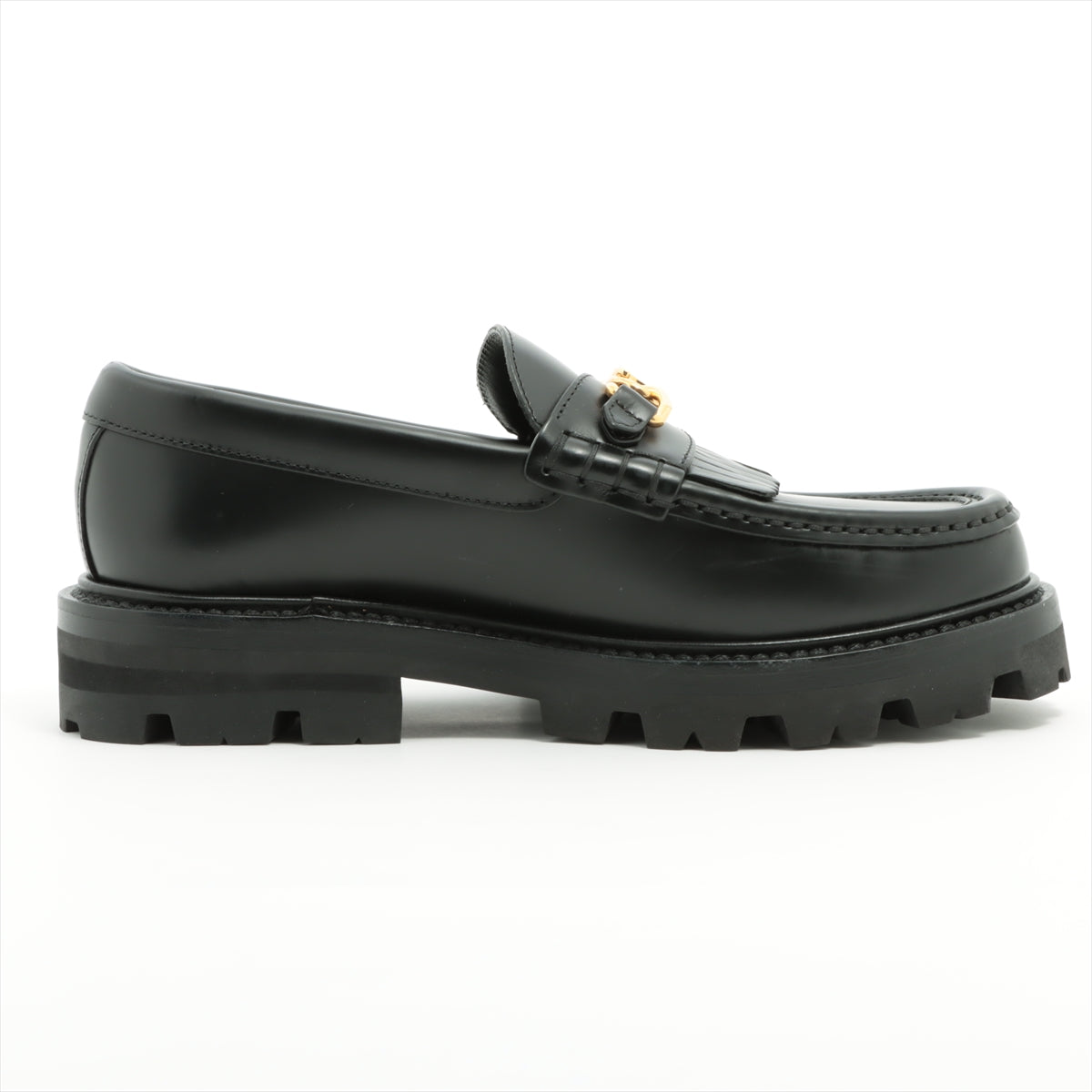 CELINE Margaret Leather Loafer 34 Ladies' Black DE0262 Triomphe chain