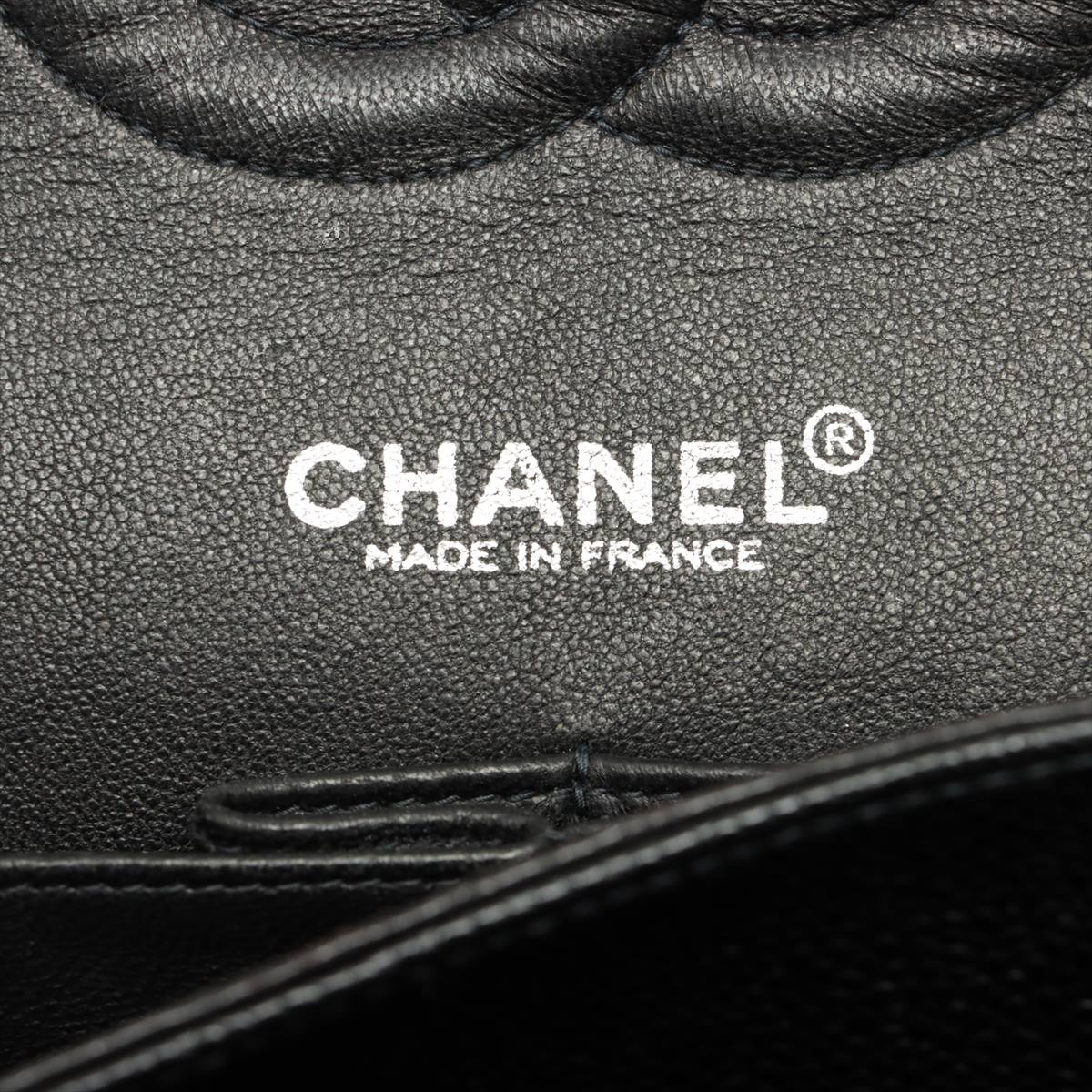 Chanel Matelasse Caviarskin Double flap Double chain bag Black Silver Metal fittings 6XXXXXX