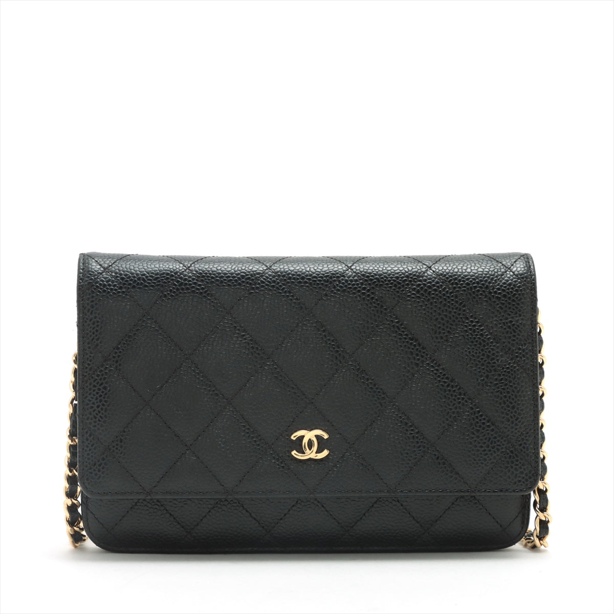 Chanel Matelasse Caviarskin Chain wallet Black Gold Metal fittings 21XXXXXX