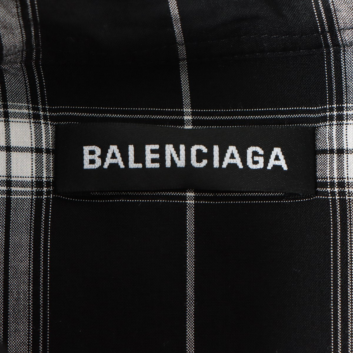 Balenciaga 18AW Rayon Shirt 38 Men's Black × White  neck logo Short sleeves Oversized