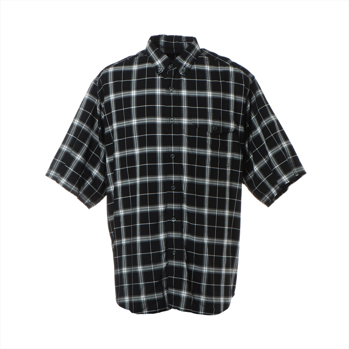 Balenciaga 18AW Rayon Shirt 38 Men's Black × White  neck logo Short sleeves Oversized
