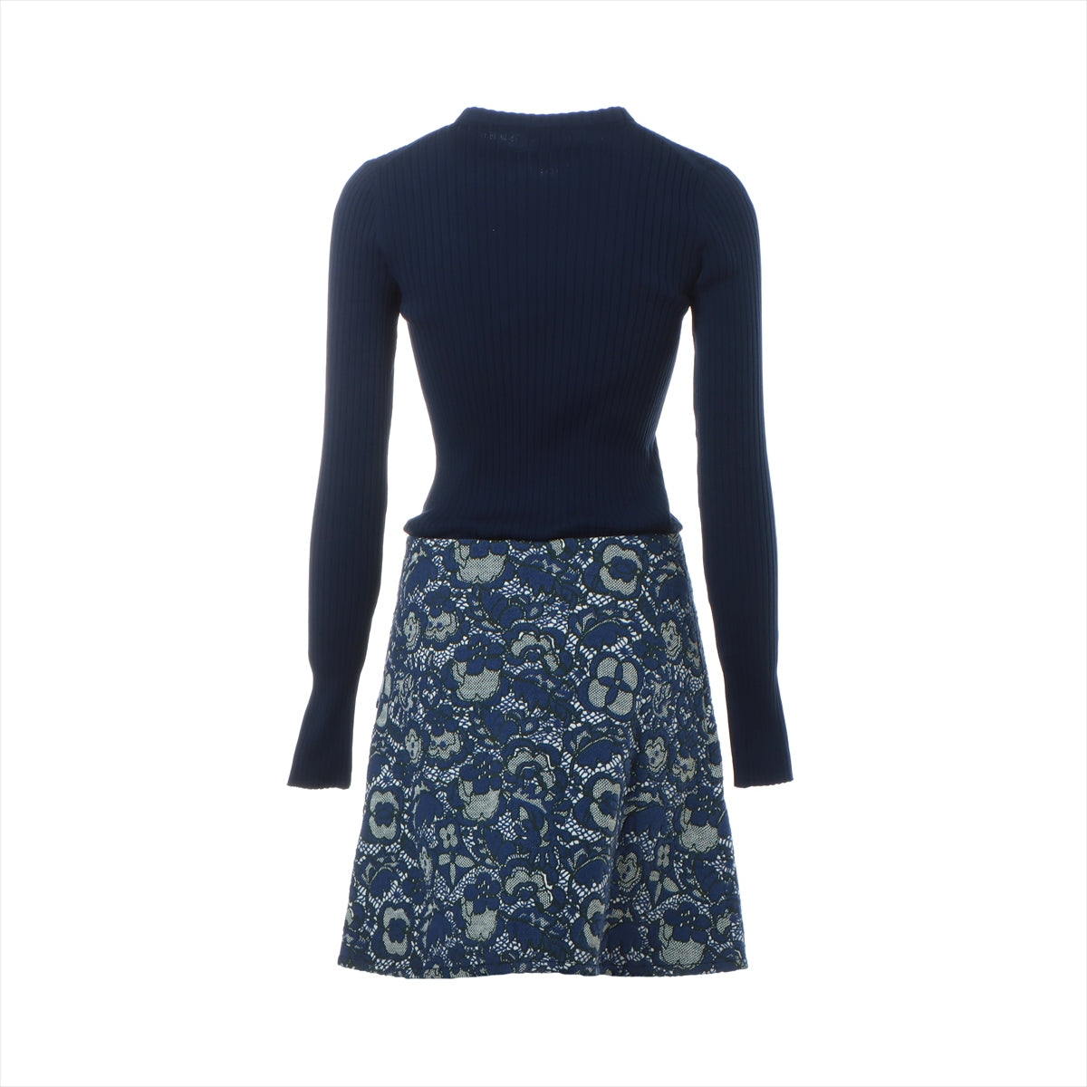 Louis Vuitton Nylon Dress XS Ladies' Navy blue  flower embroidery