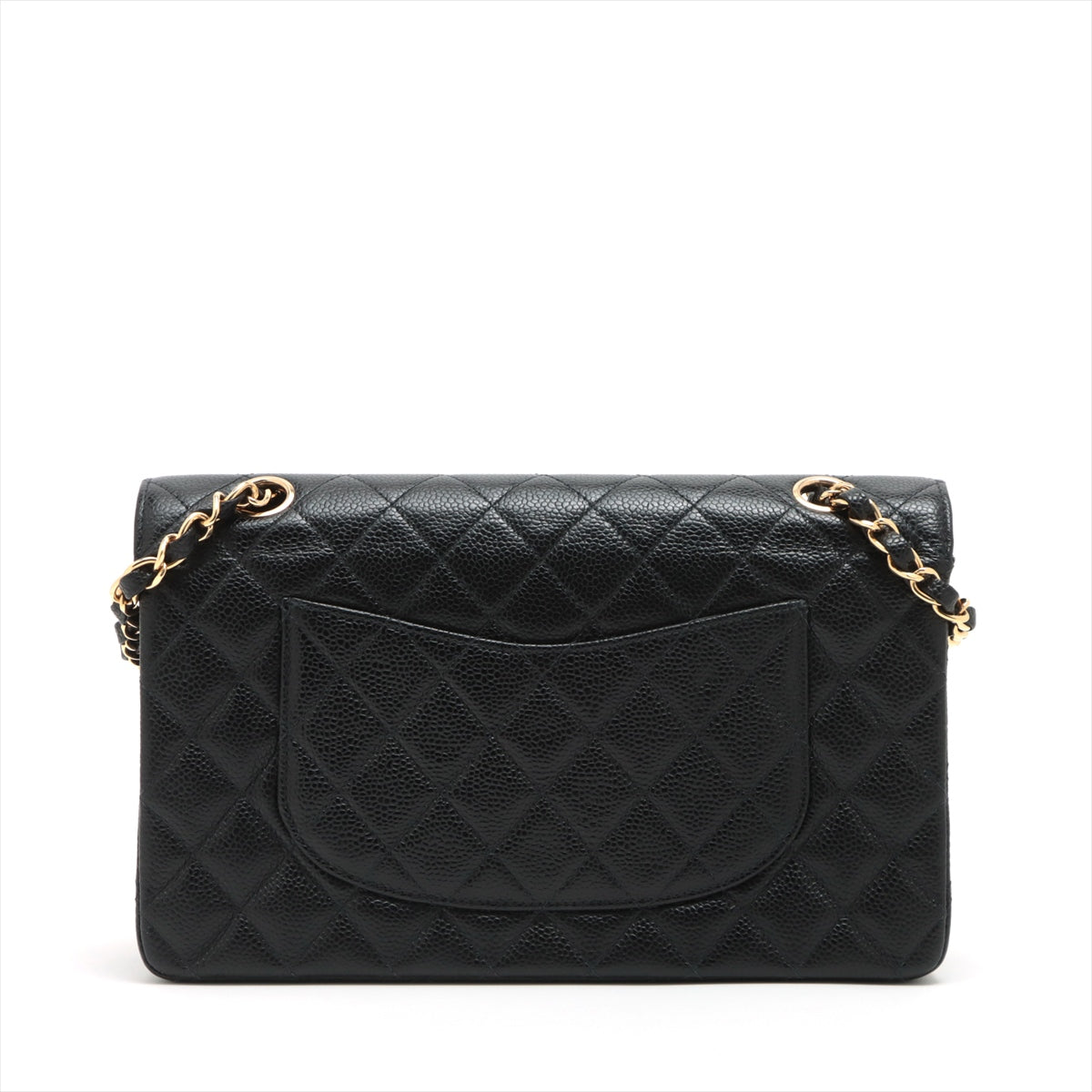 Chanel Matelasse Caviarskin Double flap Double chain bag Black Gold Metal fittings 7XXXXXX Comes with other galleries