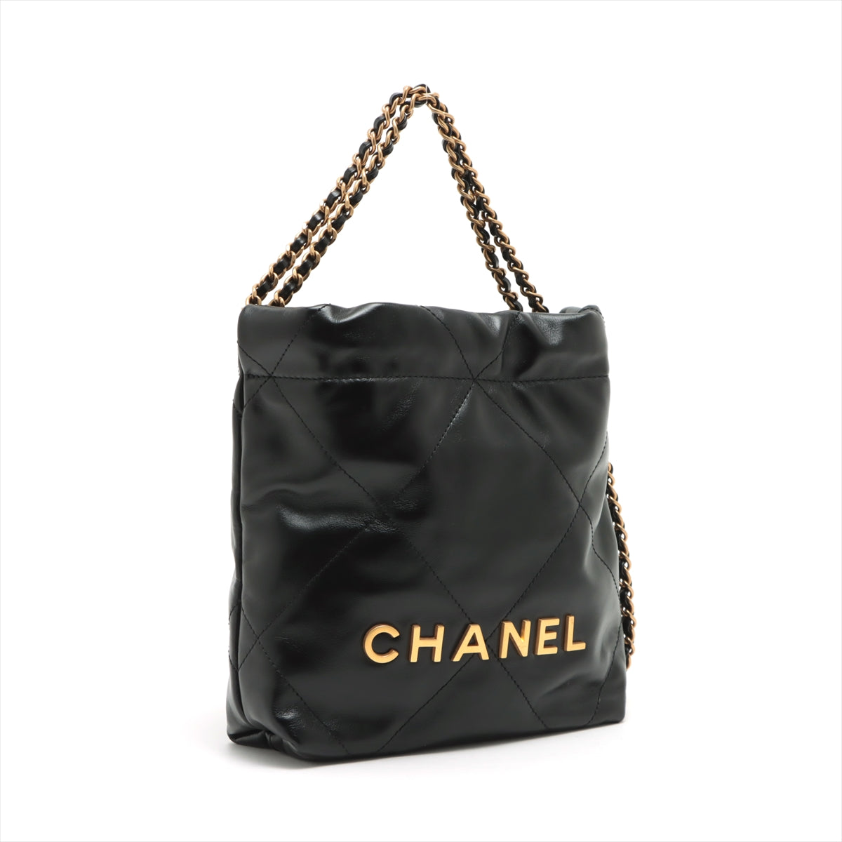 Chanel Chanel 22 Ram leather Chain shoulder bag Purse Black Gold Metal fittings There is an IC chip
