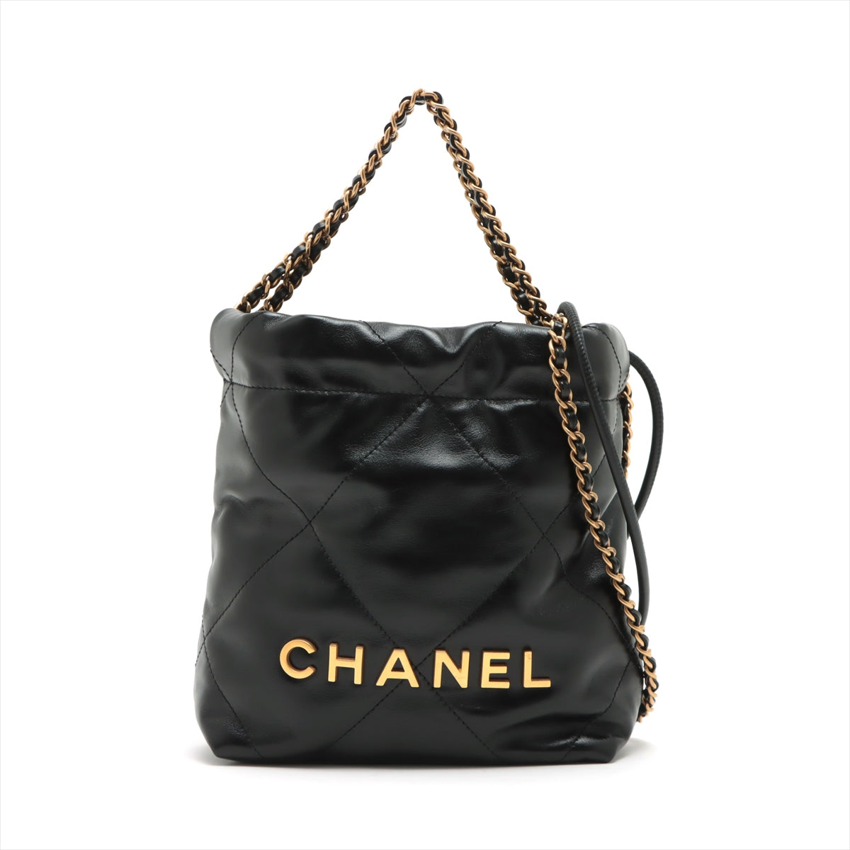Chanel Chanel 22 Ram leather Chain shoulder bag Purse Black Gold Metal fittings There is an IC chip