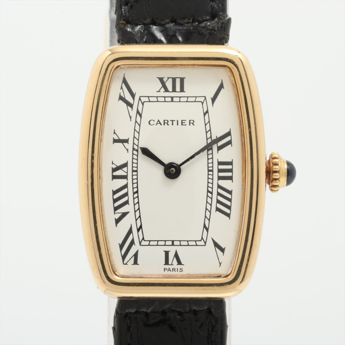Cartier Faberge SM YG & leather Stem-winder White-Face