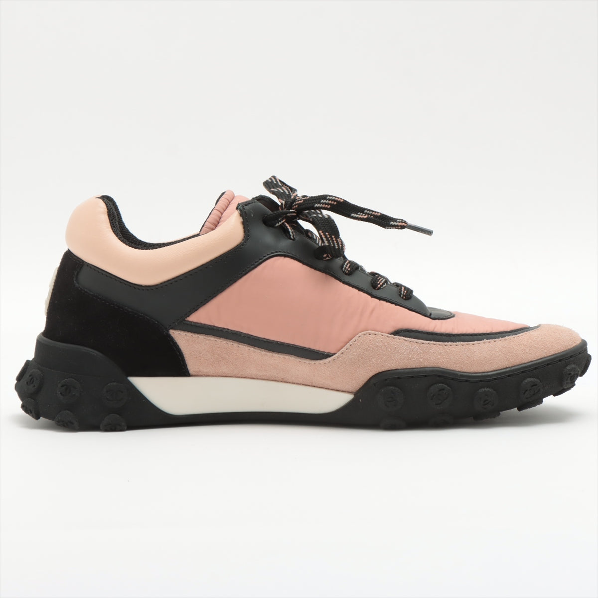 Chanel Coco Mark Suede x nylon Sneakers 38 1/2 Ladies' Black x pink G34086 There is a bag