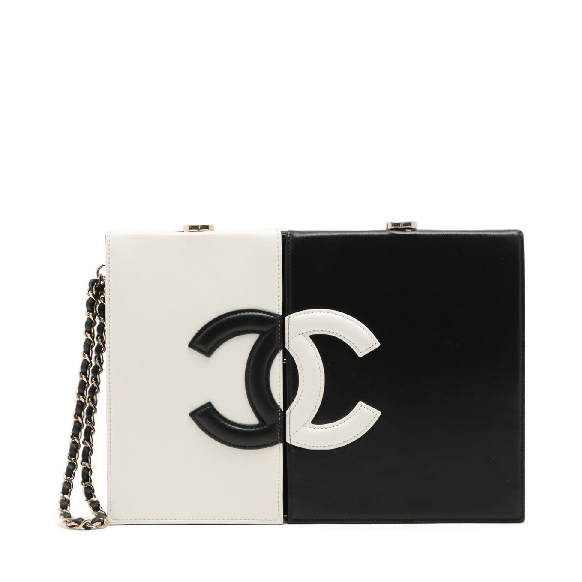 Chanel Coco Mark Lambskin Clutch bag Gamaguchi Black × White Gold Metal fittings 31st