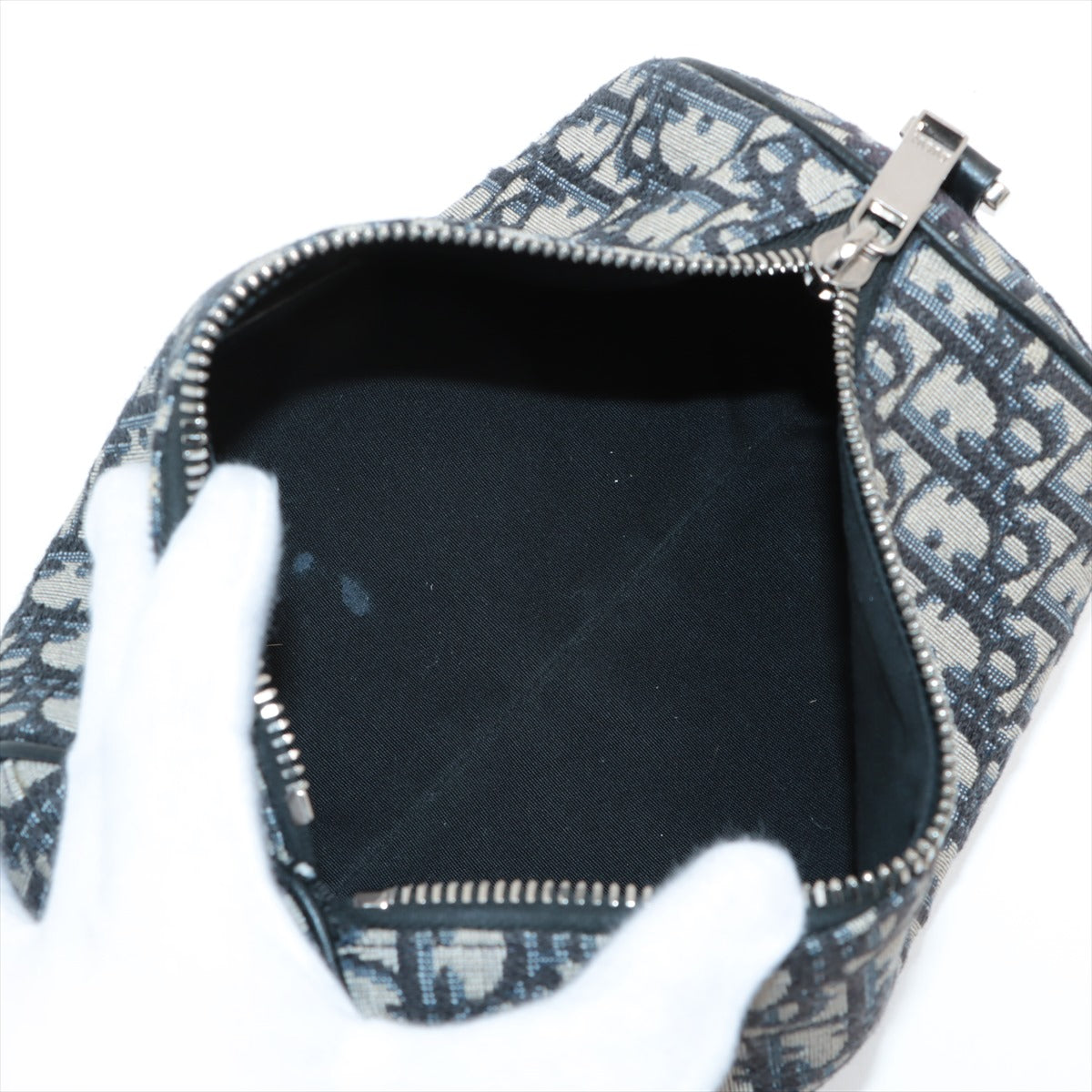 DIOR Oblique rollers Canvas & leather Shoulder bag Navy blue