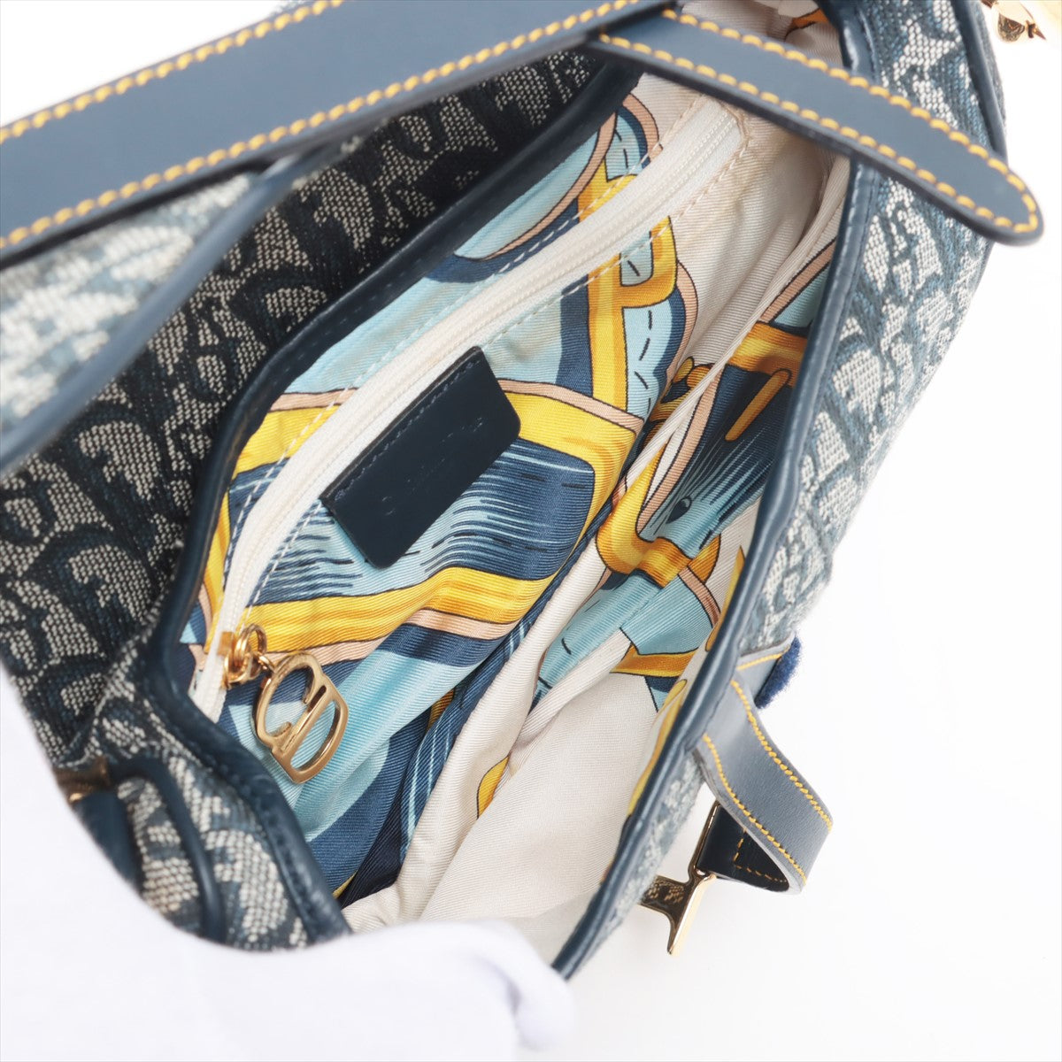 Christian Dior Trotter Saddle Bag canvass Shoulder bag Navy blue