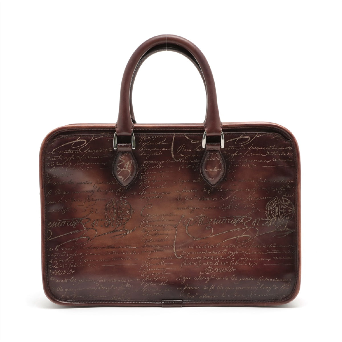 Berluti Calligraphy Un Jour Leather Business bag Brown There are exterior steering wheel marks