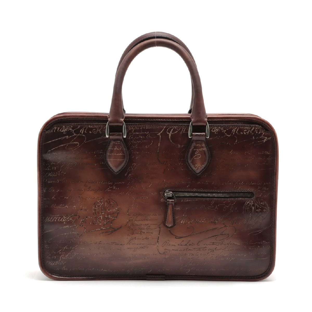 Berluti Calligraphy Un Jour Leather Business bag Brown There are exterior steering wheel marks