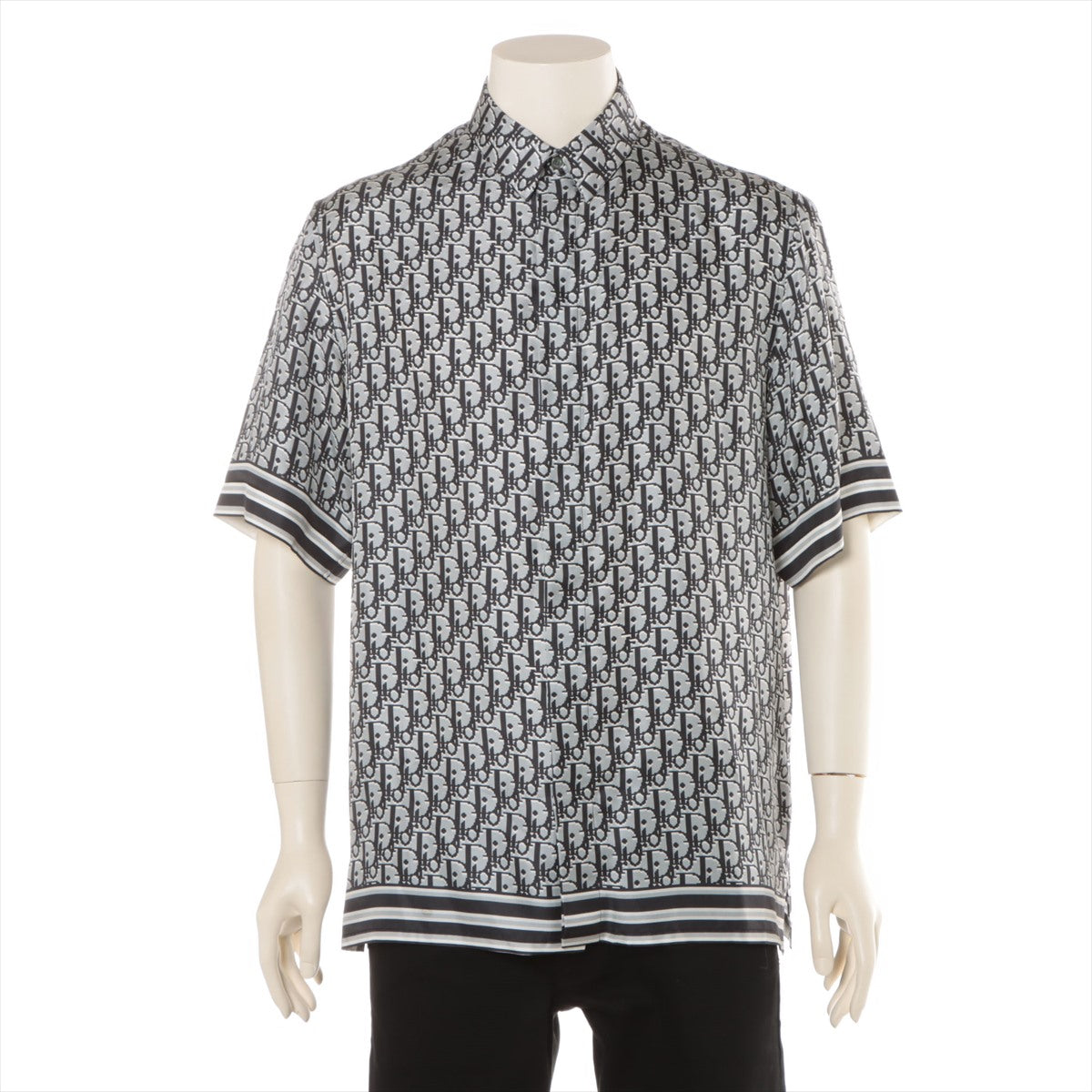DIOR Oblique Silk Shirt 39 Men's Grey  193C545A4751 px