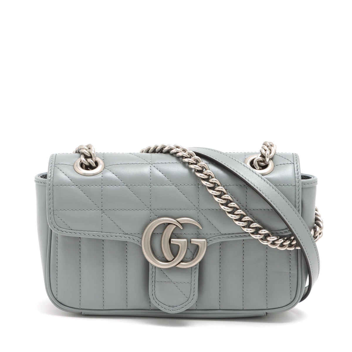 Gucci GG Marmont Leather Chain shoulder bag Grey 446744