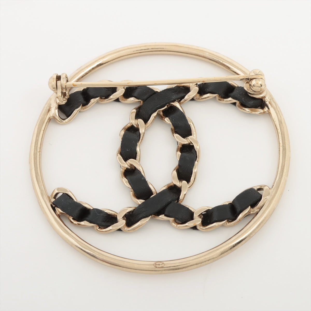 Chanel Coco Mark B19P Brooch GP & leather Gold