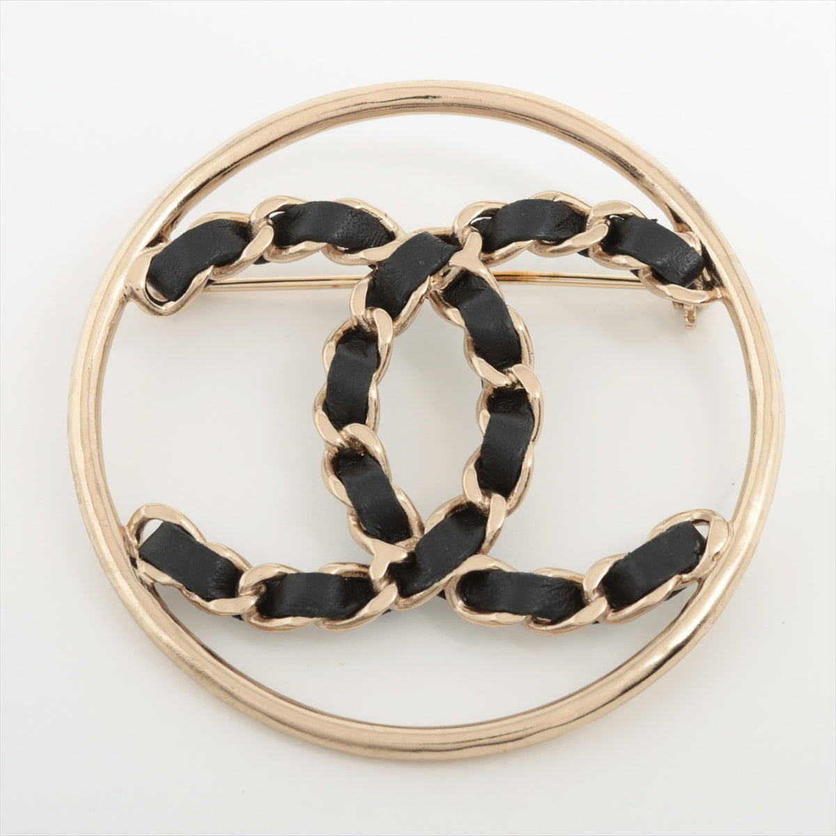 Chanel Coco Mark B19P Brooch GP & leather Gold