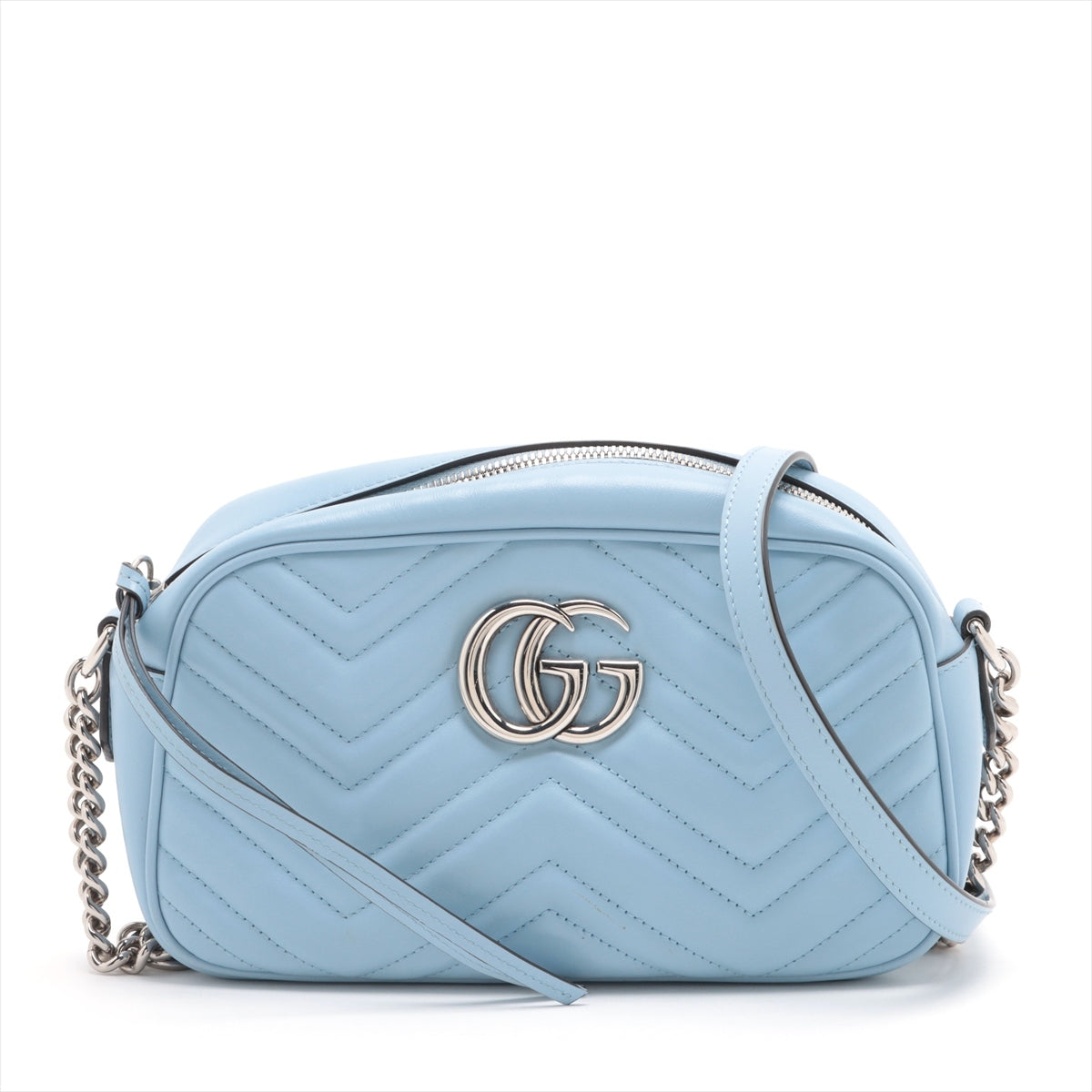 Gucci GG Marmont Leather Chain shoulder bag Blue 447632   Kobalame attached to the root