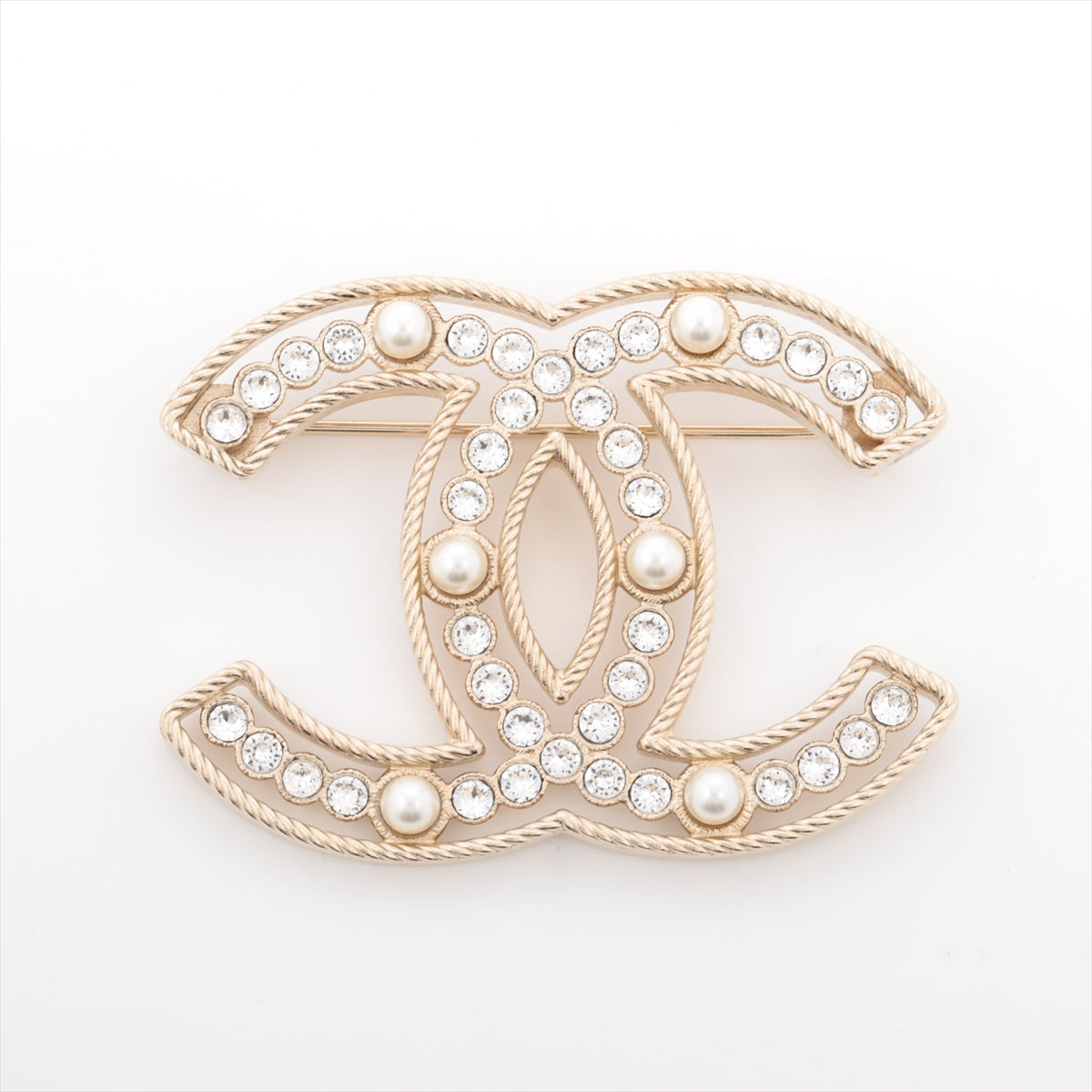 Chanel Coco Mark B20V Brooch GP x rhinestone x fake pearl Gold