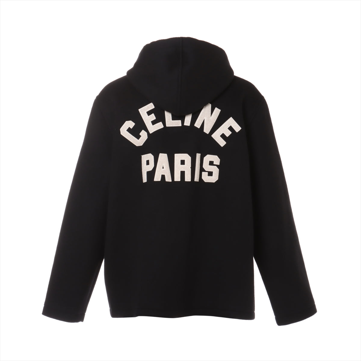 CELINE Homme Wool Blouson Men's Black  CELINE with PARIS patch college hoodie Double face 2V73S553R